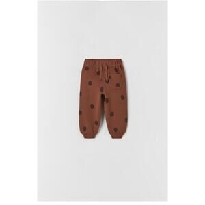 NWT Zara Polka Dot Knit Brown Pants 6-9 months